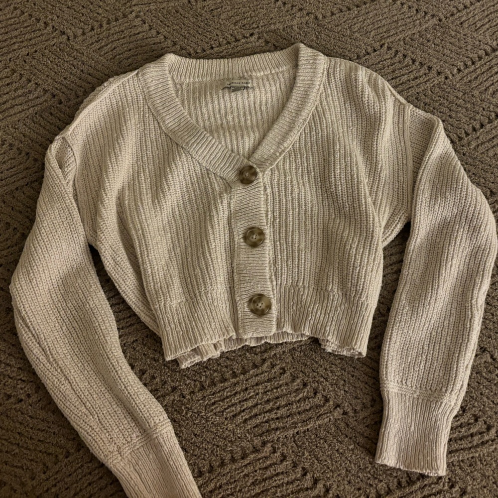 American Eagle Outfitters Cream Knit Cardigan